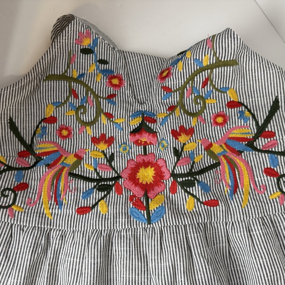 Savannah Jane Top Medium Sleeveless Floral Bird Embroidered Boho Cottagecore - Picture 5 of 8